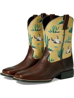 Kids Round Up Wide Square Toe Western Boot (Little Kid/Big Kid)