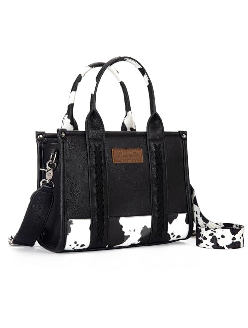 Montana West Wrangler Tote Bag for Women Cow Print Purse Top Handle Handbags Vintage Satchel