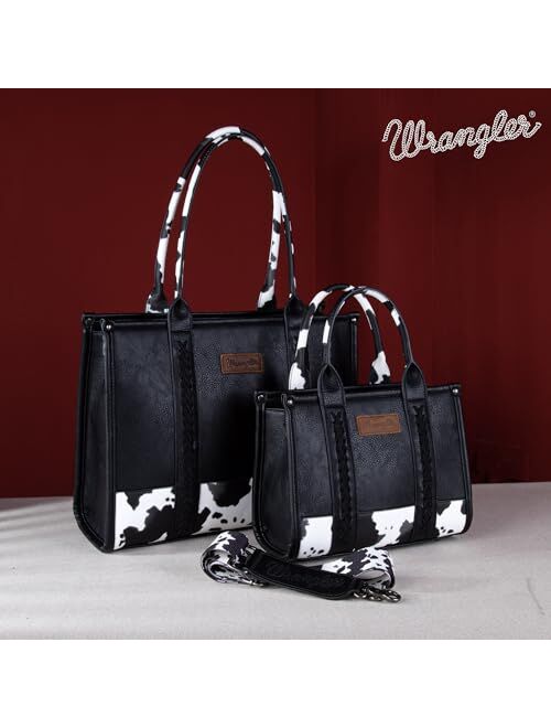 Montana West Wrangler Tote Bag for Women Cow Print Purse Top Handle Handbags Vintage Satchel