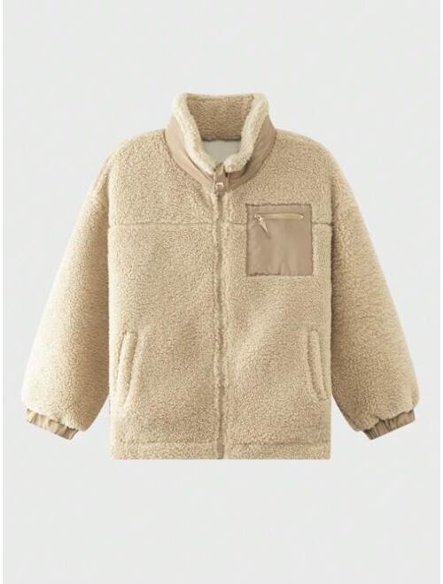 Shein Thickened Winter Lamb Wool Coat For Boys