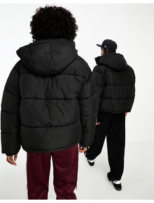 COLLUSION Unisex nylon puffer jacket with branding in black