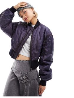 washed bomber jacket in navy
