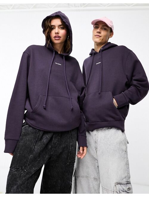 COLLUSION Unisex central logo hoodie in washed purple