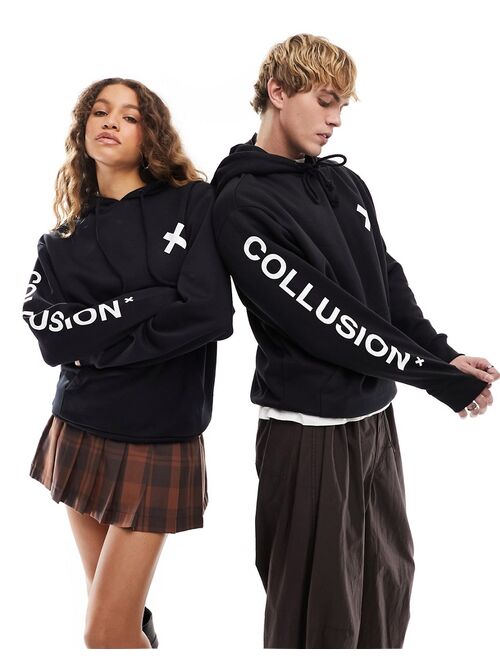 COLLUSION Unisex logo hoodie in black