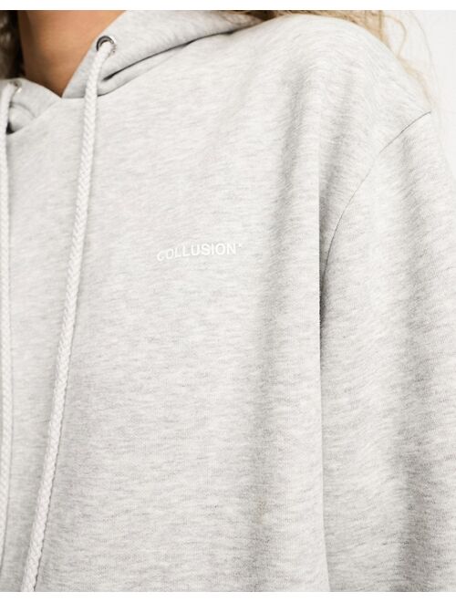 COLLUSION Unisex logo hoodie in gray heather