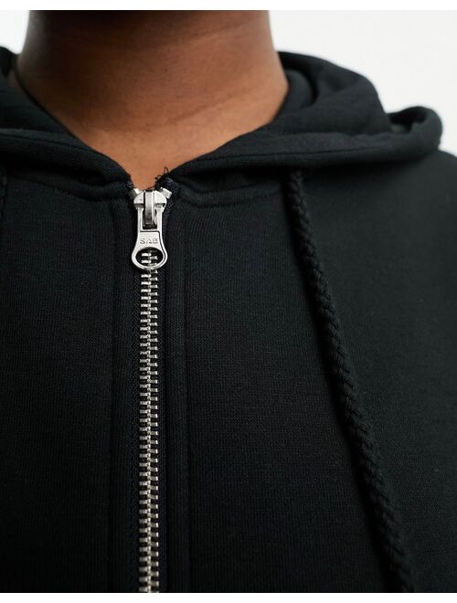 COLLUSION Unisex extreme oversized zip through heavyweight hoodie in black