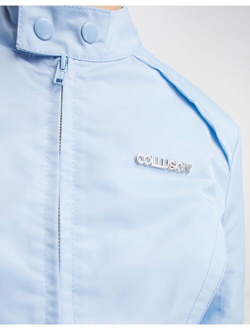 COLLUSION lightweight nylon biker jacket in baby blue