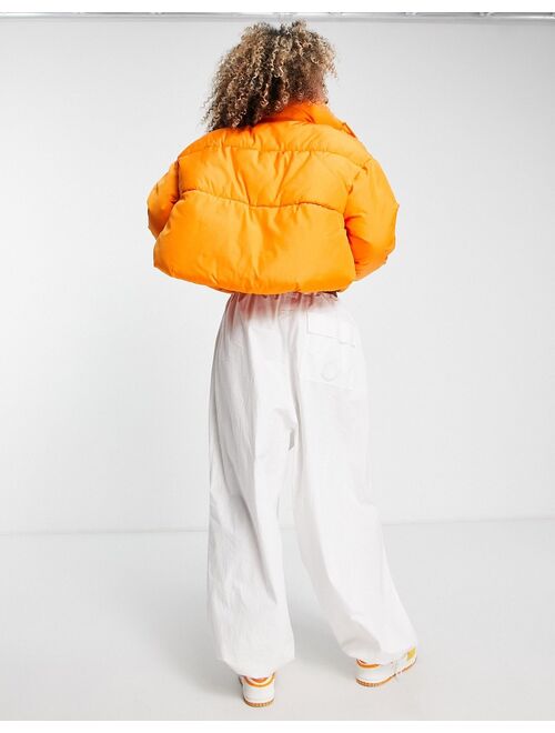 COLLUSION quilted puffer coat in orange