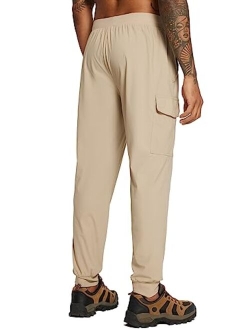 Joggers for Men with Zipper Pockets, Lightweight Quick Dry Hiking Cargo Pants, Stretch UPF 50  Outdoor Apparel