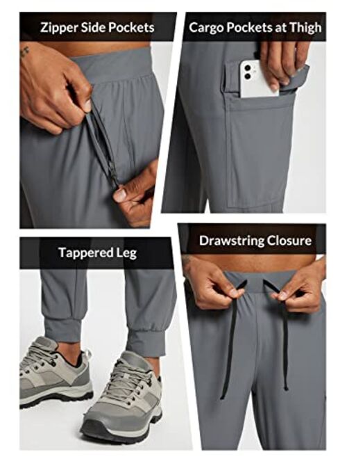 BALEAF Joggers for Men with Zipper Pockets, Lightweight Quick Dry Hiking Cargo Pants, Stretch UPF 50+ Outdoor Apparel