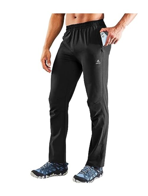 Haimont Men's Nylon Hiking Stretch Pants, Outdoor Quick Dry UPF50 Pants with Zipper Pockets, Lightweight, Water Resistant