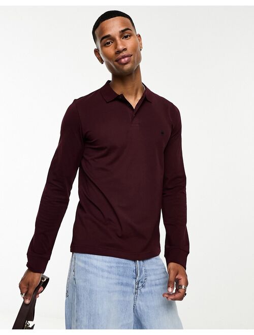 French Connection long sleeve polo in Burgundy