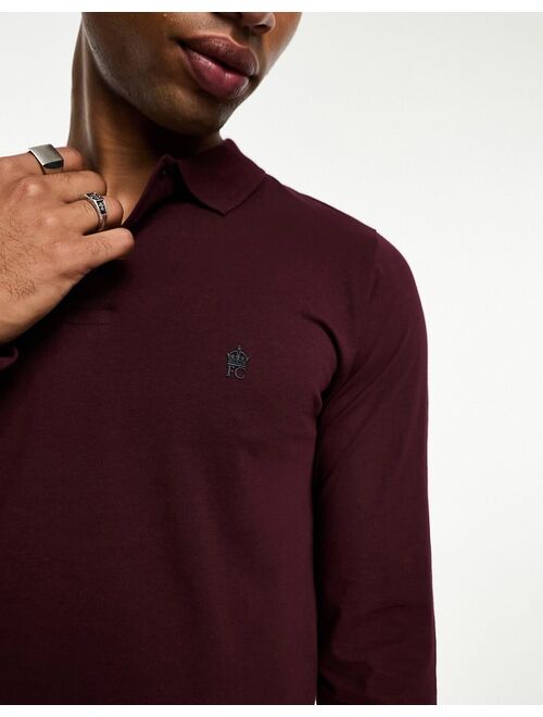 French Connection long sleeve polo in Burgundy
