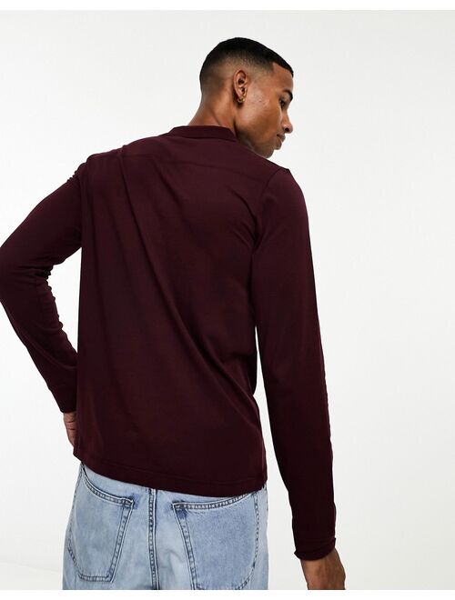 French Connection long sleeve polo in Burgundy