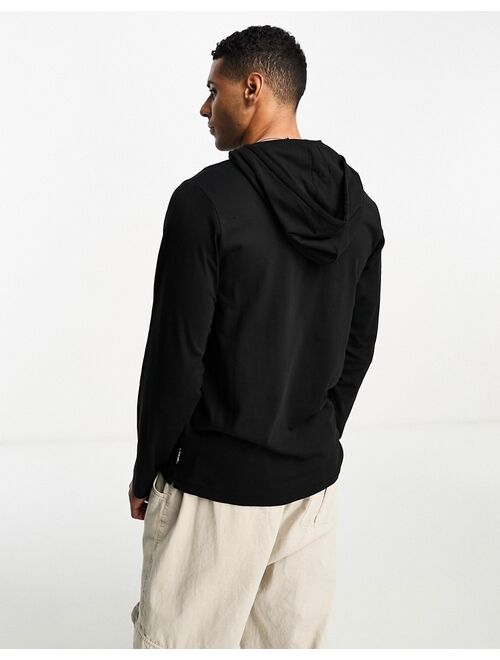 French Connection FCUK long sleeve T-shirt with hood in black