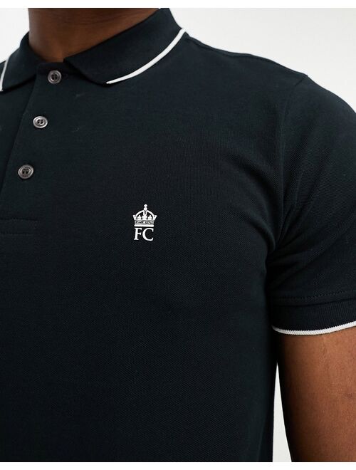 French Connection single tipped pique polo in navy