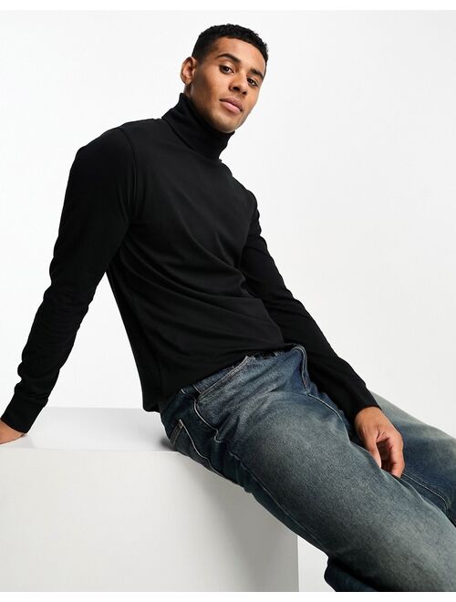 French Connection roll neck long sleeve T-shirt in black