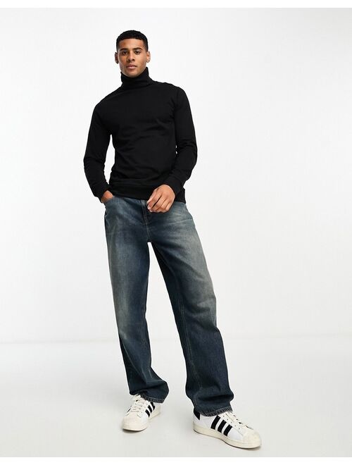 French Connection roll neck long sleeve T-shirt in black