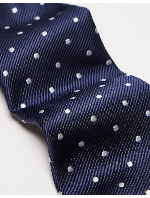 French Connection tie in navy polka dot