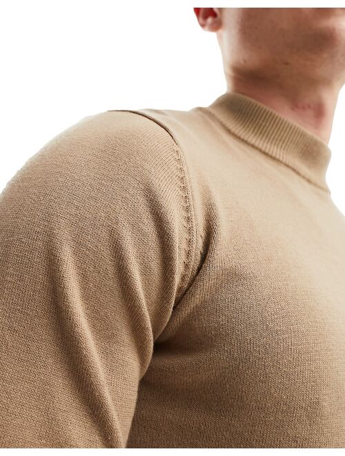 French Connection cotton turtle neck sweater in camel