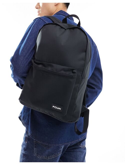 French Connection FCUK logo backpack in black