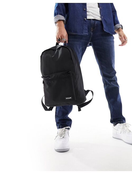 French Connection FCUK logo backpack in black
