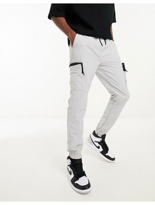 French Connection utility tech cargo pants in light gray