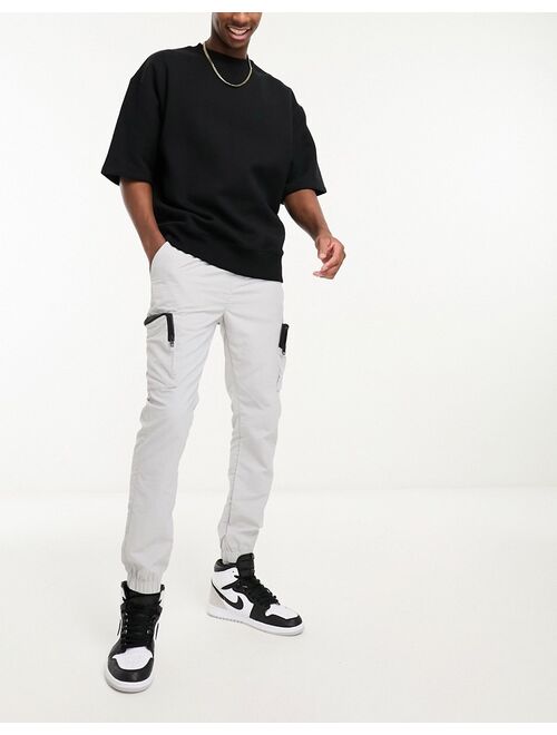 French Connection utility tech cargo pants in light gray