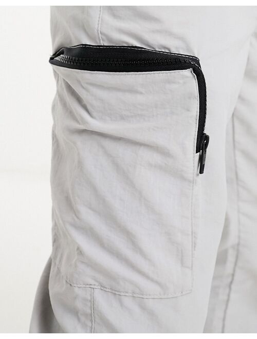 French Connection utility tech cargo pants in light gray