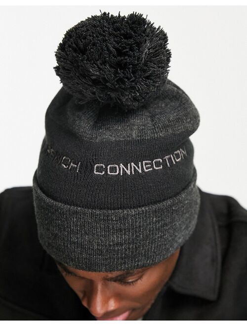French Connection logo bobble beanie in gray