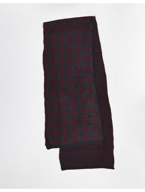 French Connection large gingham scarf in burgundy