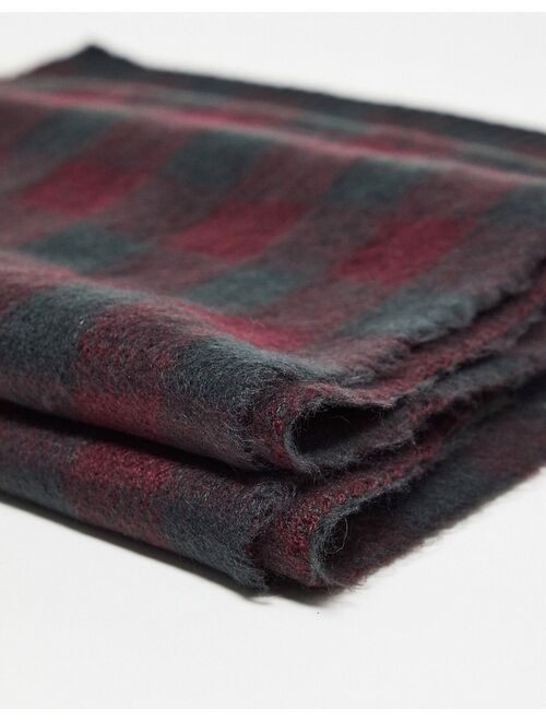 French Connection large gingham scarf in burgundy