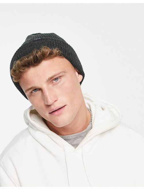 French Connection FCUK ribbed beanie hat in gray