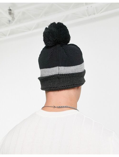 French Connection logo bobble beanie in navy