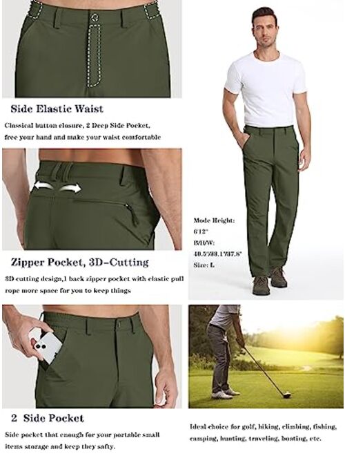 TACVASEN Men's Hiking Pants Water Resistant Quick Dry Lightweight Cargo Work Golf Travel Pants with Zipper Pocket