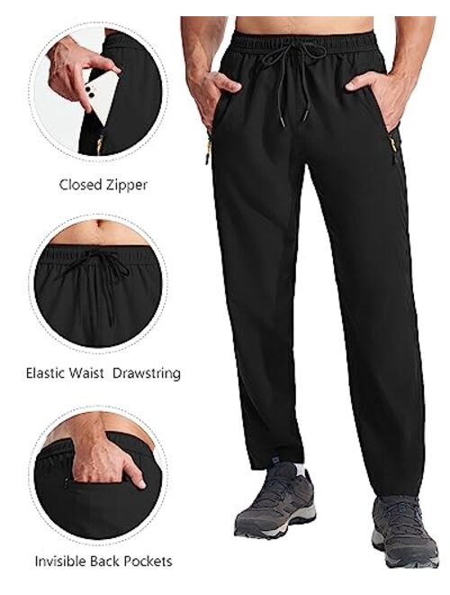 ISEEGZ Men's Lightweight Hiking Travel Track Pants Breathable Quick Dry Water Resistant Athletic Active Joggers Pants