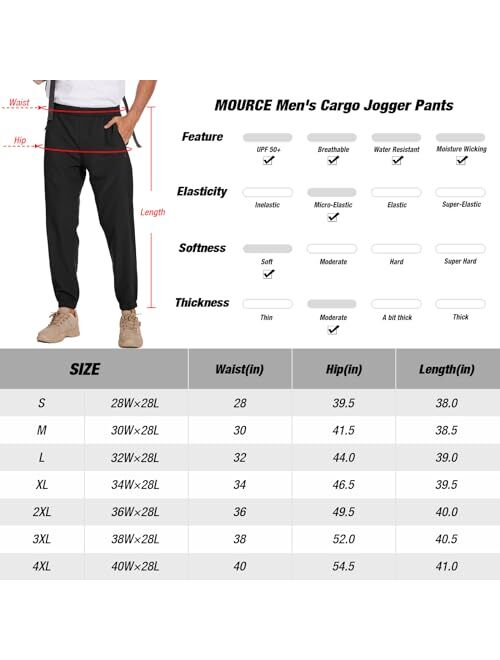 MOURCE Mens Joggers with Pockets - Slim Fit Athletic Pants Stretch Gym Sweatpants with Drawstring