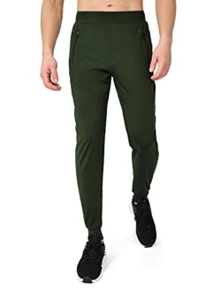 MELOO Men's Fleece Lined Joggers - Water Resistant Sweatpants Hiking Warm Joggers Winter Workout Pants Zipper Pockets