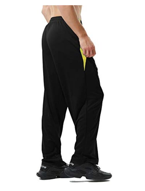 ZEROWELL Mens Athletic Pants with Zipper Pockets Open Bottom Lightweight Sweatpants, for Workout, Running, Gym, Training