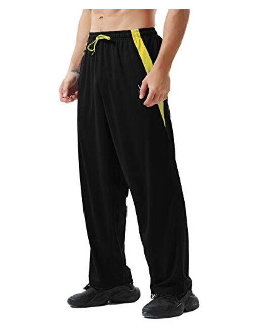 ZEROWELL Mens Athletic Pants with Zipper Pockets Open Bottom Lightweight Sweatpants, for Workout, Running, Gym, Training