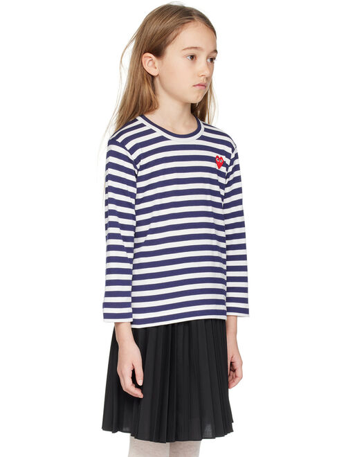 COMME DES GARONS PLAY Kids Navy & White Striped Long Sleeve T-Shirt