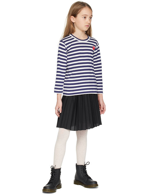 COMME DES GARONS PLAY Kids Navy & White Striped Long Sleeve T-Shirt