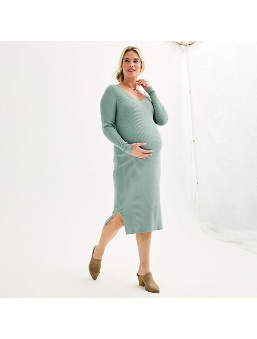 Maternity Sonoma Goods For Life Long Sleeve V-Neck Sweater Dress