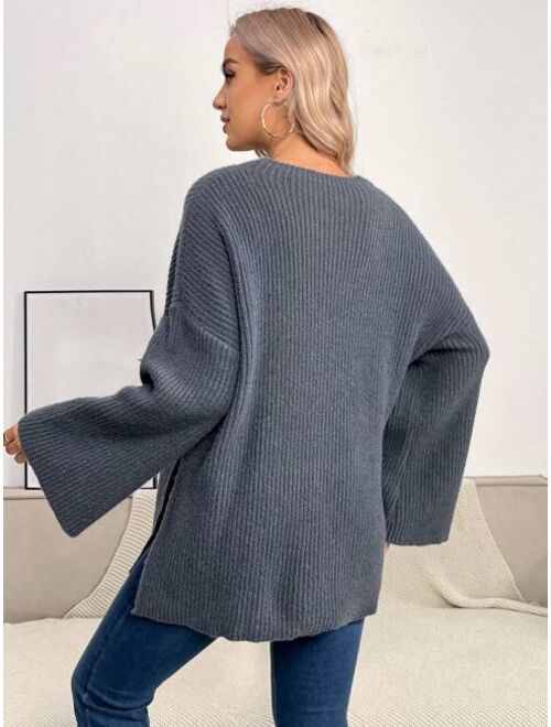 SHEIN Maternity Drop Shoulder Split Hem Sweater