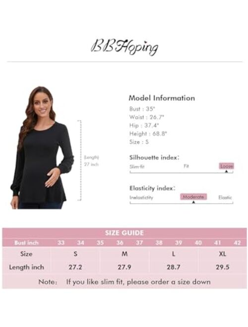 BBHoping Women's Maternity Sweater Tops Long Bishop Sleeves Pregnant Tunics Long Sleeve Winter Pregnancy Peplum Top