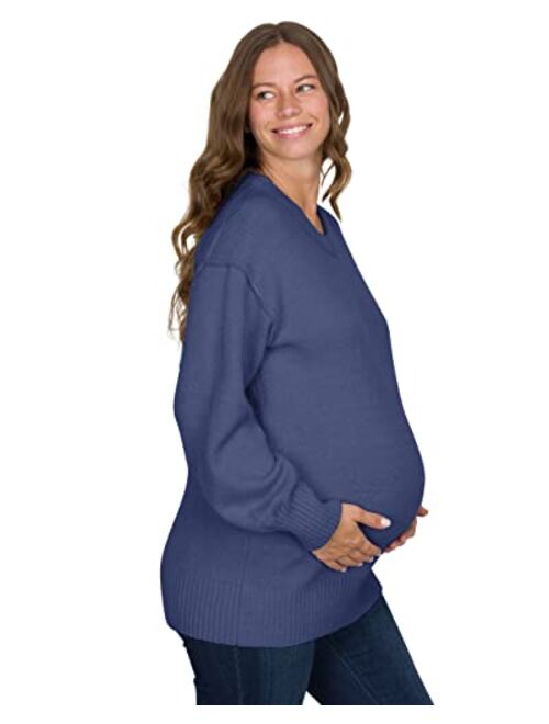 Eliana Exposed Seam Maternity Sweater with Stretch - Oversized Maternity Sweater - Maternity Sweatshirts