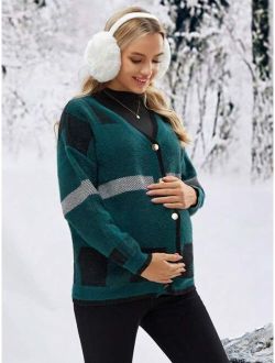 Maternity Casual Loose Cardigan Sweater
