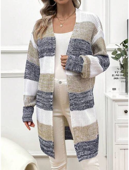 SHEIN Pregnant Women'S Colorblock Drop Shoulder Sweater