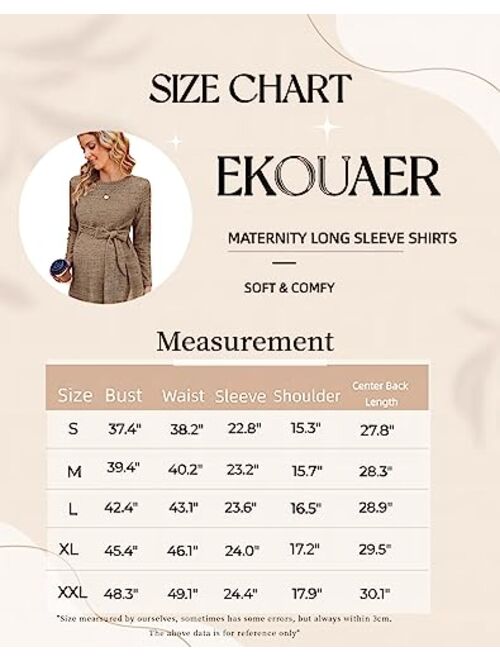 Ekouaer Women's Maternity Shirts Long Sleeve Pregnancy Tops Casual Ribbed Knit Pregnant Blouses S-XXL