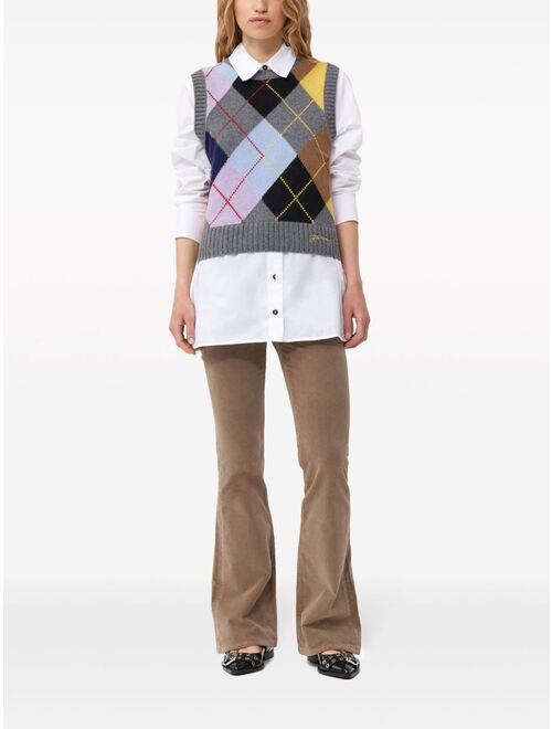 GANNI harlequin-pattern intarsia-knit vest